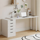 Modern White Rectangle Soft Close Drawers Computer Desk Image - 13