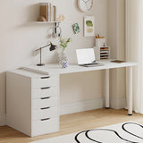 Modern White Rectangle Soft Close Drawers Computer Desk Image - 17