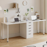 Modern White Rectangle Soft Close Drawers Computer Desk Image - 18