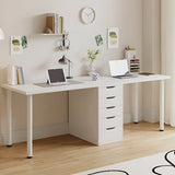 Modern White Rectangle Soft Close Drawers Computer Desk Image - 20