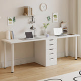 Modern White Rectangle Soft Close Drawers Computer Desk Image - 21