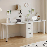 Modern White Rectangle Soft Close Drawers Computer Desk Image - 24