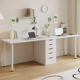 Modern White Rectangle Soft Close Drawers Computer Desk Image - 25