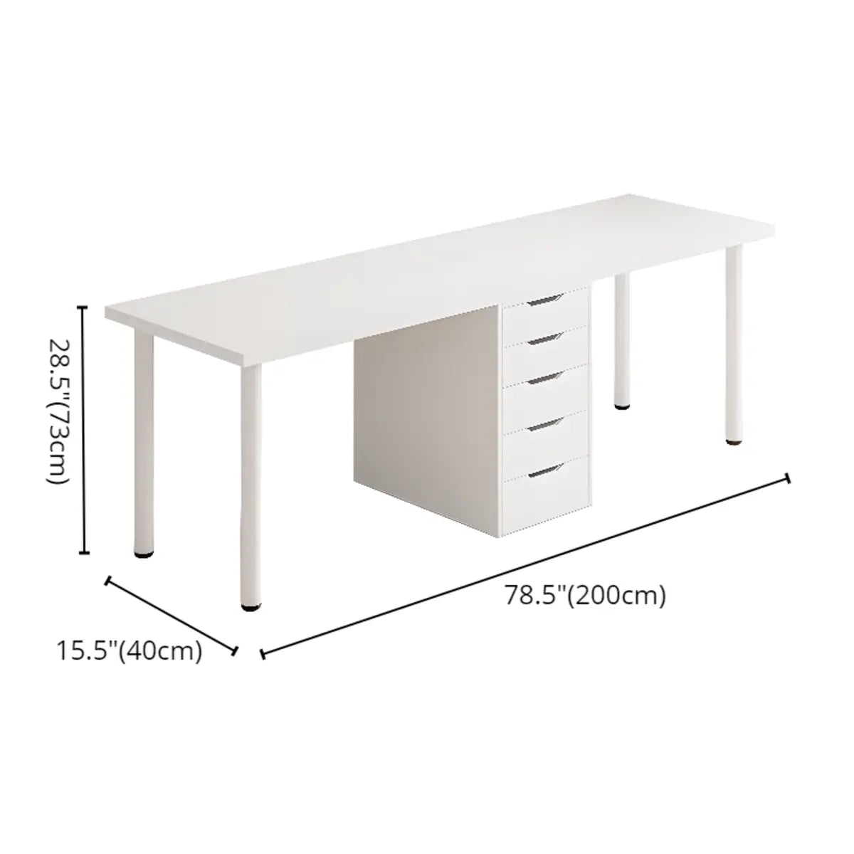 Modern White Rectangle Soft Close Drawers Computer Desk Image - 36