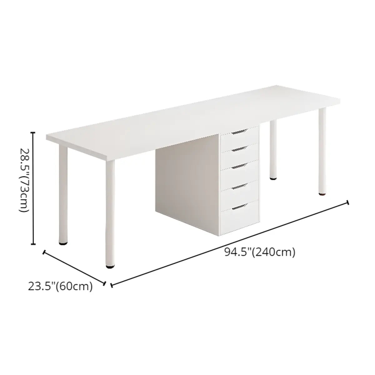 Modern White Rectangle Soft Close Drawers Computer Desk Image - 41