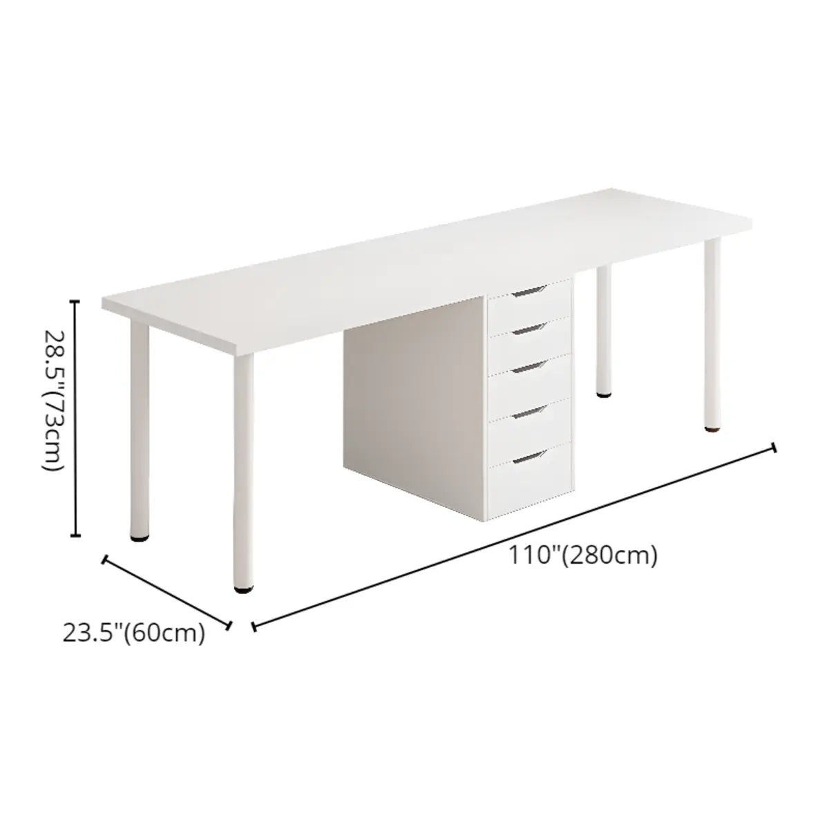 Modern White Rectangle Soft Close Drawers Computer Desk Image - 44