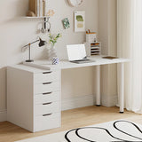 Modern White Rectangle Soft Close Drawers Computer Desk Image - 5