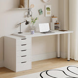 Modern White Rectangle Soft Close Drawers Computer Desk Image - 7