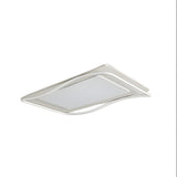 Modern White Rectangle Wave-Edge LED Flush Mount Light Image - 10