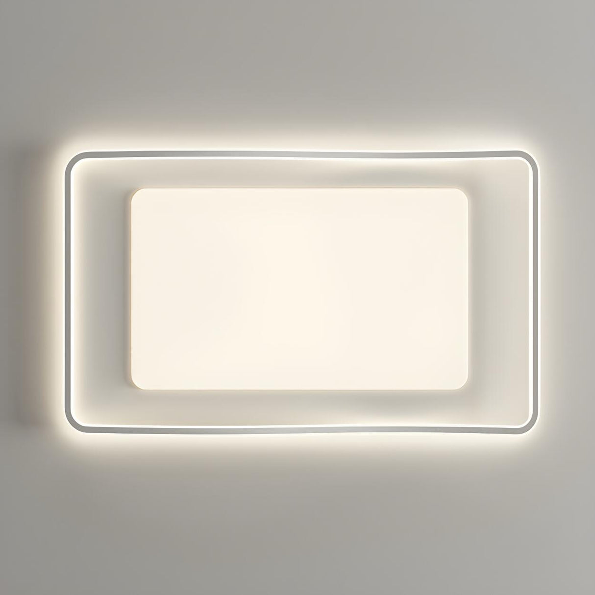 Modern White Rectangle Wave-Edge LED Flush Mount Light Image - 11