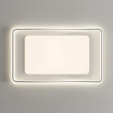 Modern White Rectangle Wave-Edge LED Flush Mount Light Image - 11