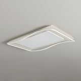 Modern White Rectangle Wave-Edge LED Flush Mount Light Image - 13