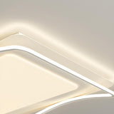 Modern White Rectangle Wave-Edge LED Flush Mount Light Image - 15