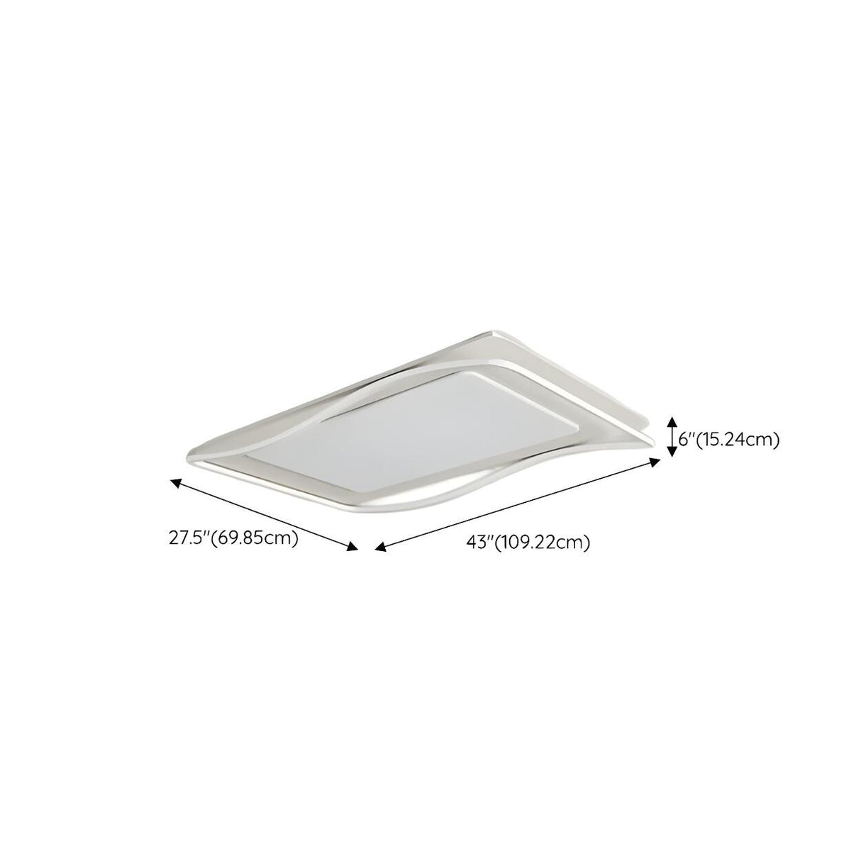 Modern White Rectangle Wave-Edge LED Flush Mount Light 