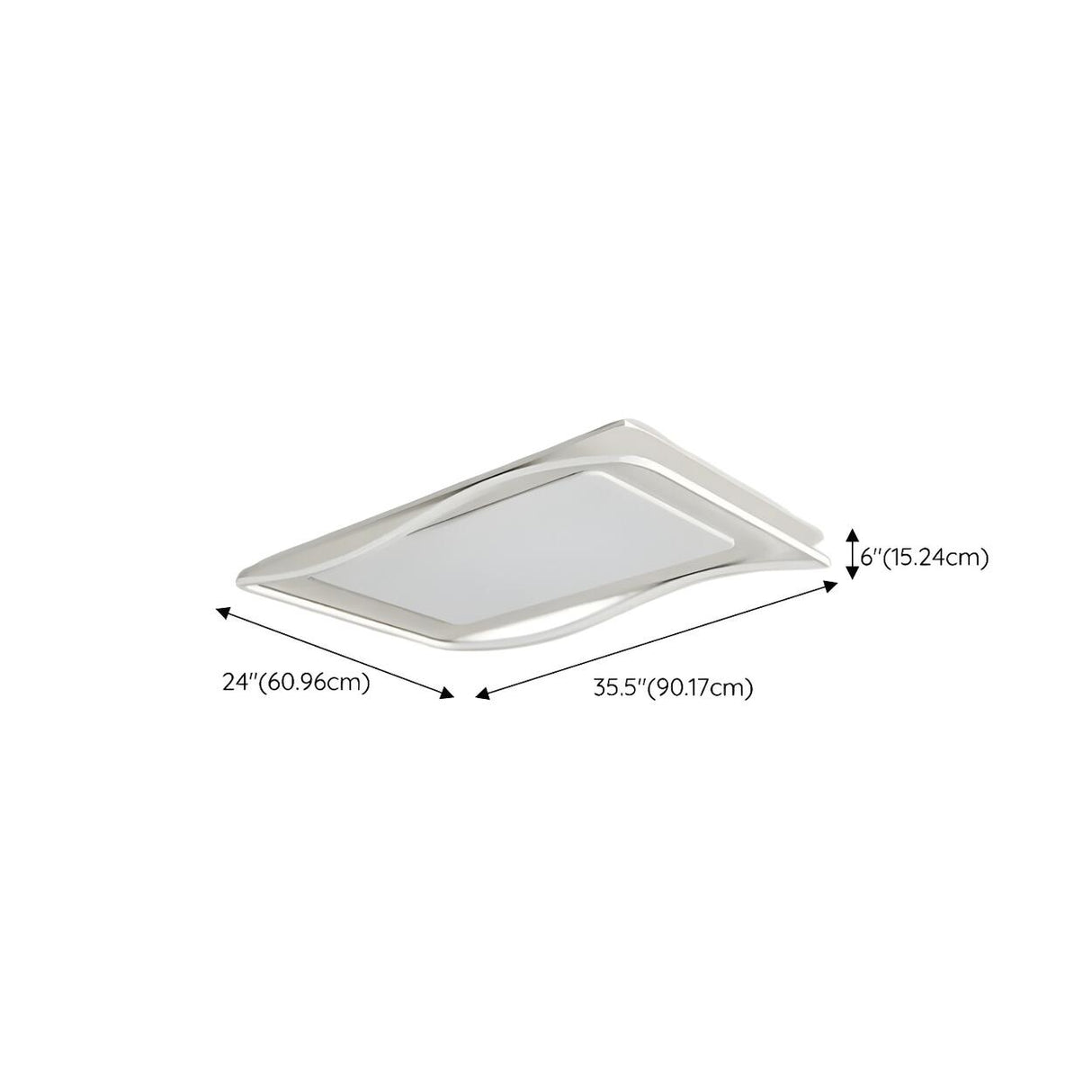 Modern White Rectangle Wave-Edge LED Flush Mount Light Image - 18