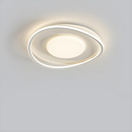 Modern White Rectangle Wave-Edge LED Flush Mount Light Image - 2