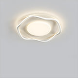 Modern White Rectangle Wave-Edge LED Flush Mount Light Image - 3