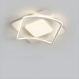 Modern White Rectangle Wave-Edge LED Flush Mount Light Image - 5