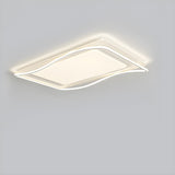 Modern White Rectangle Wave-Edge LED Flush Mount Light Image - 7