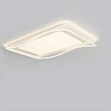 Modern White Rectangle Wave-Edge LED Flush Mount Light Image - 9