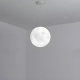 Modern White Resin Globe Moon Pendant Light Flexible Length Image - 11