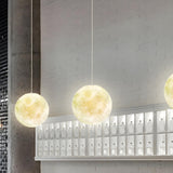 Modern White Resin Globe Moon Pendant Light Flexible Length Image - 14