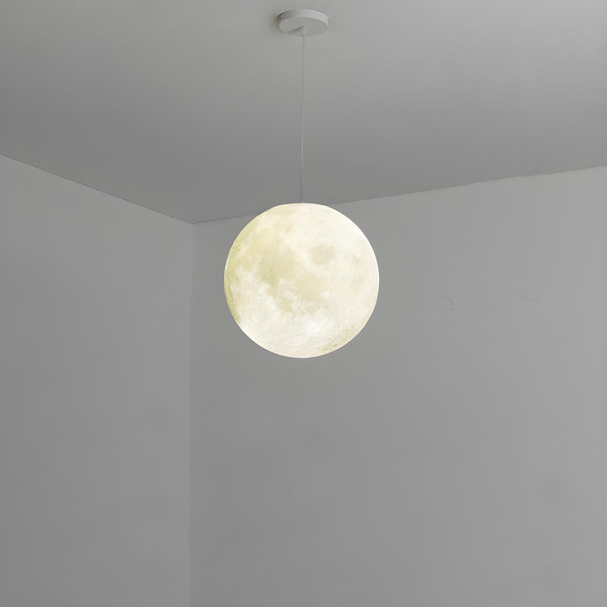 Modern White Resin Globe Moon Pendant Light Flexible Length Image - 15