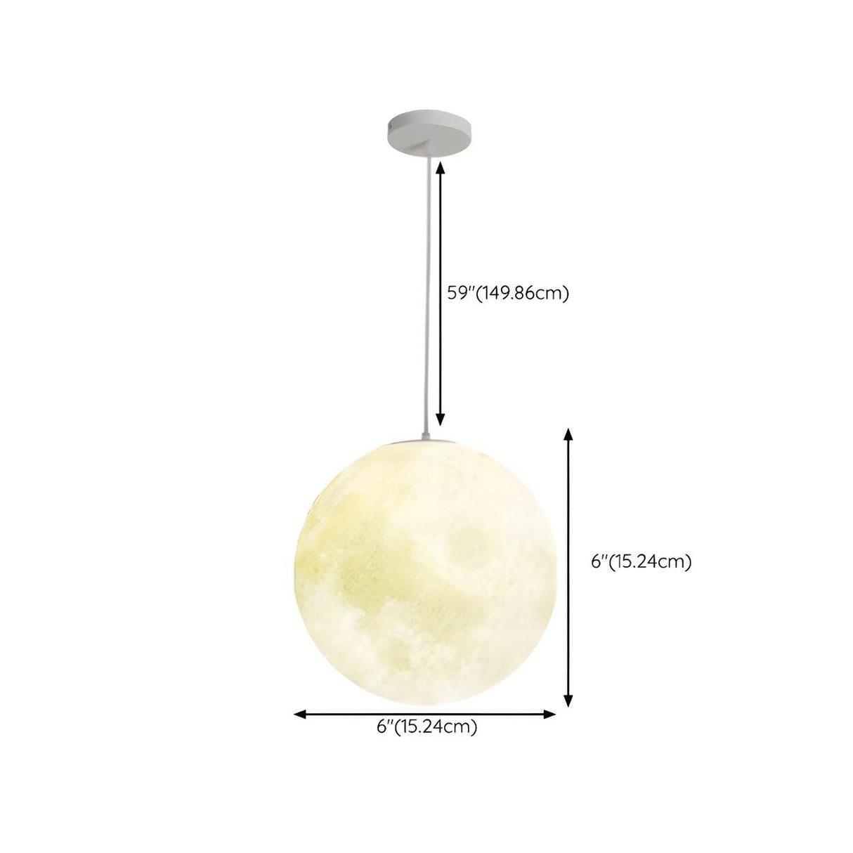 Modern White Resin Globe Moon Pendant Light Flexible Length 