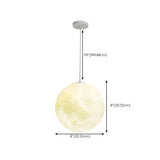 Modern White Resin Globe Moon Pendant Light Flexible Length Image - 18