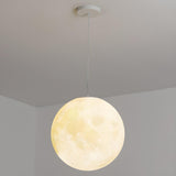 Modern White Resin Globe Moon Pendant Light Flexible Length Image - 2