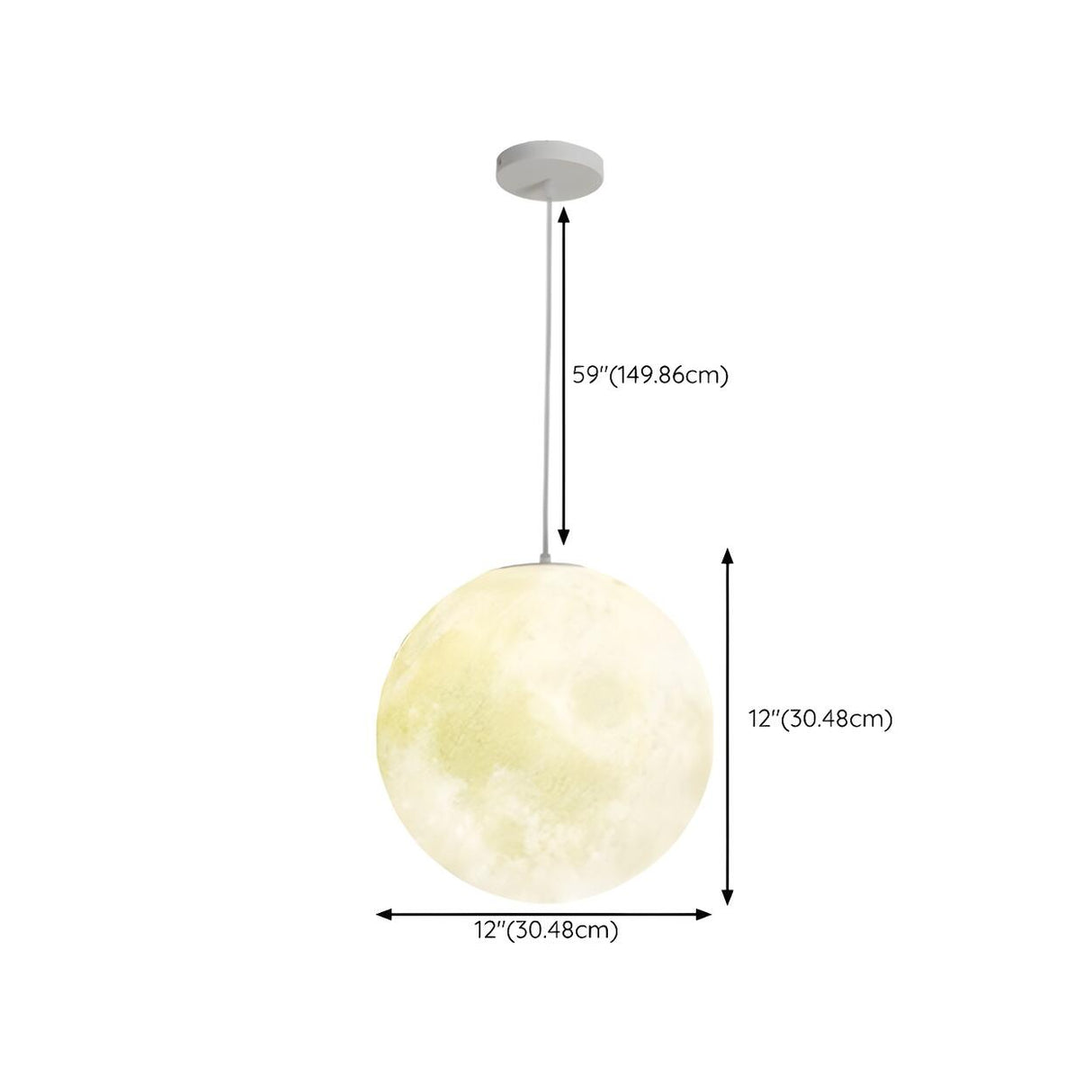 Modern White Resin Globe Moon Pendant Light Flexible Length Image - 20