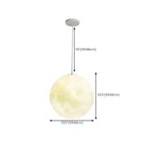 Modern White Resin Globe Moon Pendant Light Flexible Length Image - 24