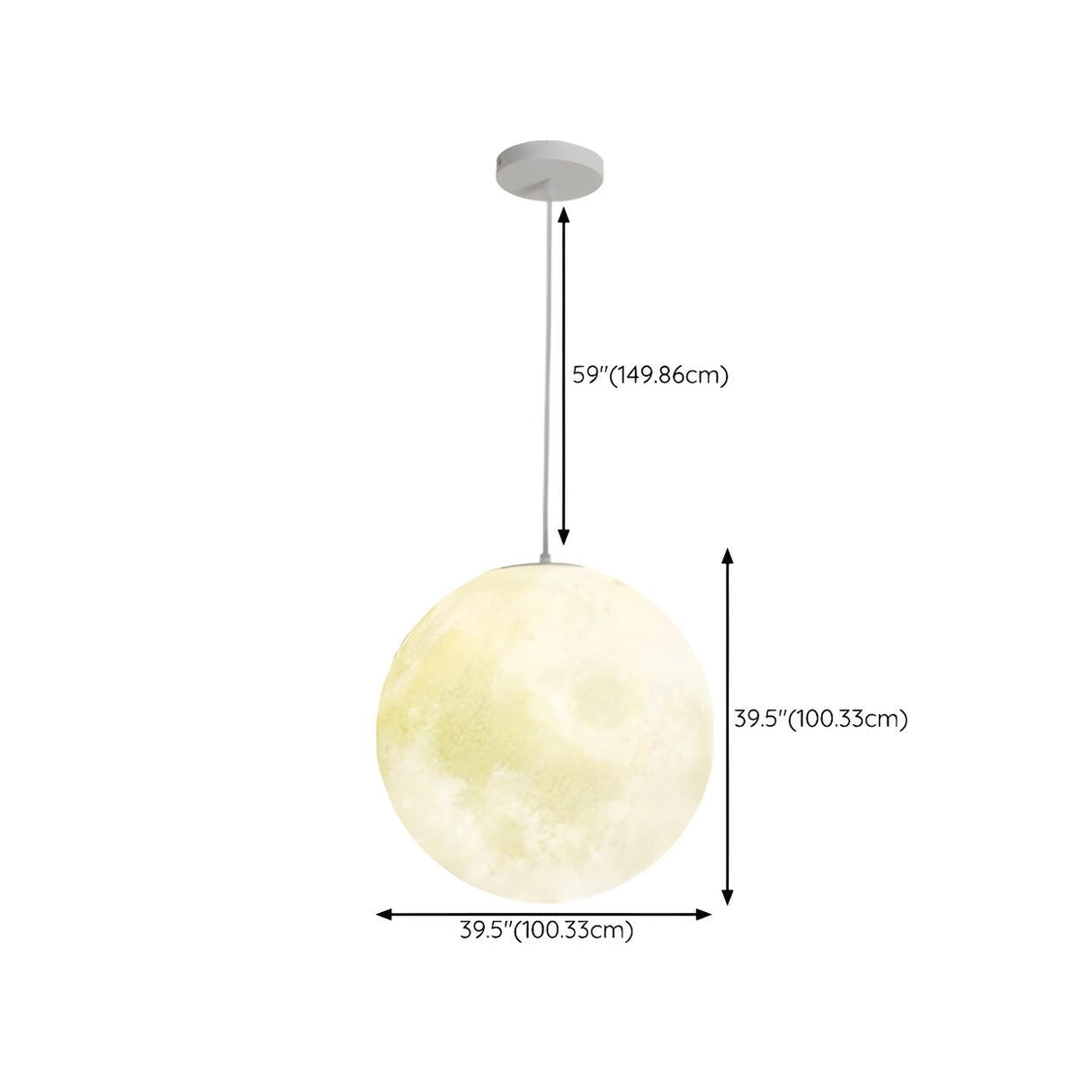 Modern White Resin Globe Moon Pendant Light Flexible Length Image - 26