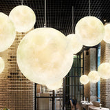 Modern White Resin Globe Moon Pendant Light Flexible Length Image - 3