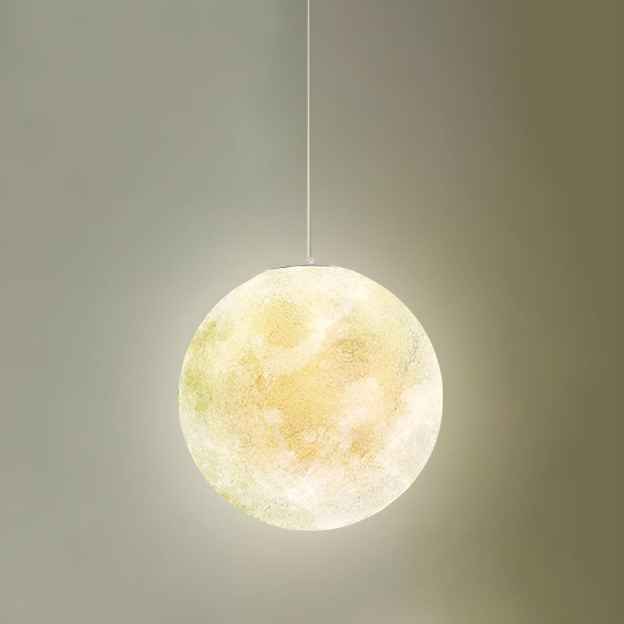 Modern White Resin Globe Moon Pendant Light Flexible Length Image - 7