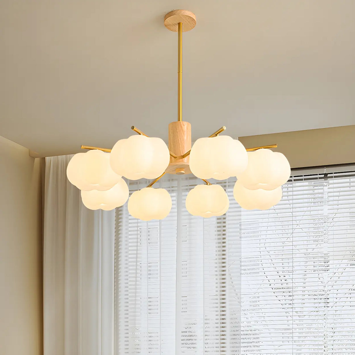 Modern White Resin Round Cloud Bedroom Chandelier Image - 13