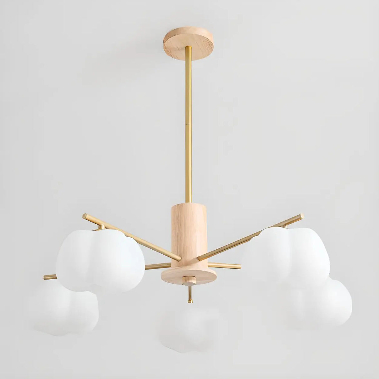 Modern White Resin Round Cloud Bedroom Chandelier Image - 9