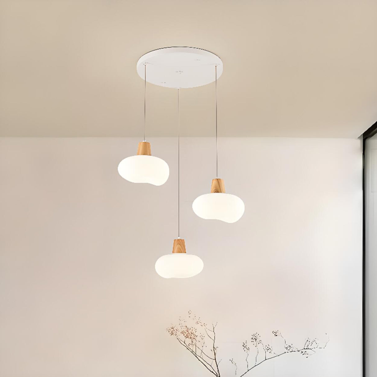 Modern White Resin Triple Pendant Light Third Gear Image - 1