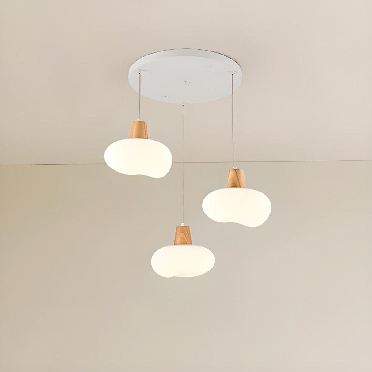 Modern White Resin Triple Pendant Light Third Gear Image - 2