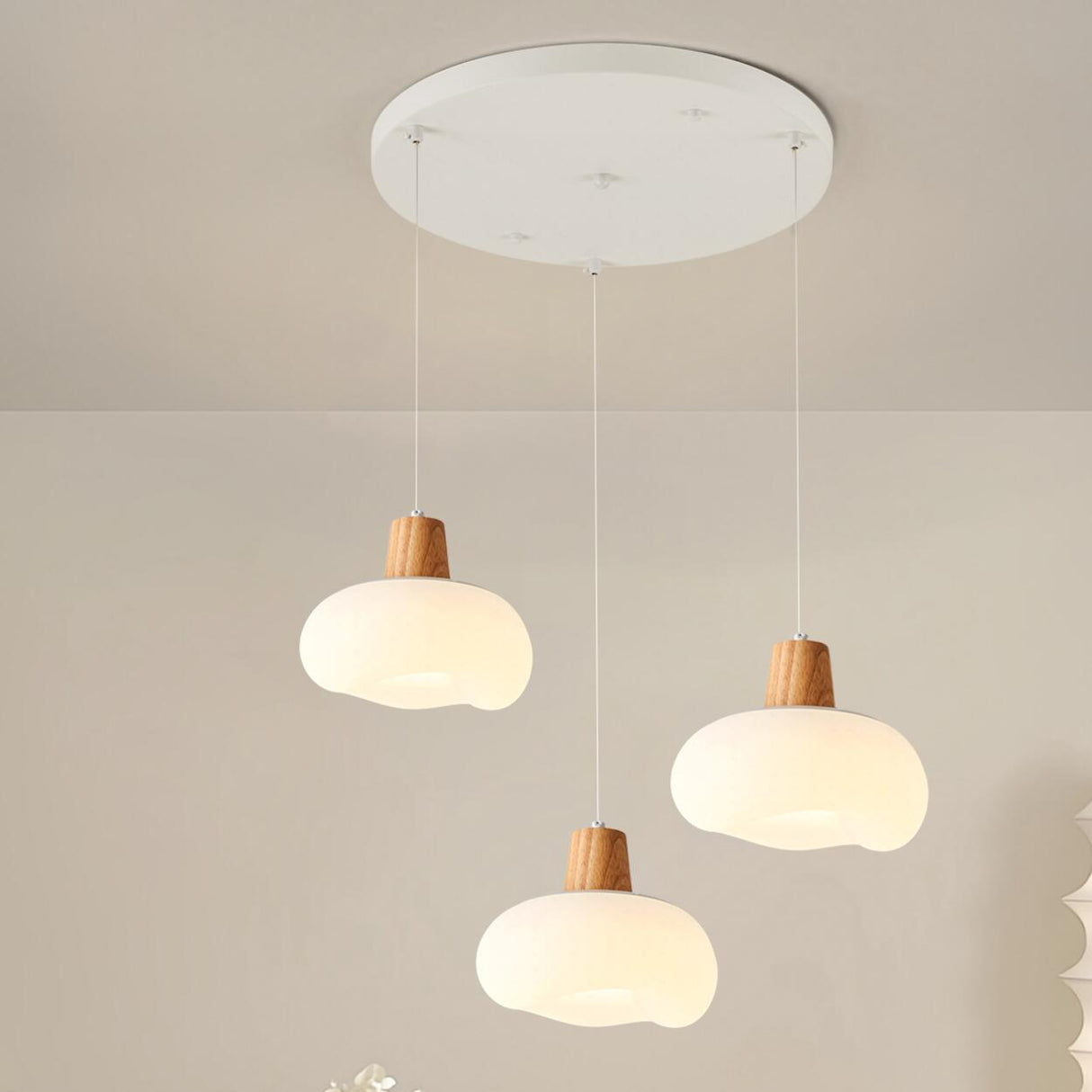 Modern White Resin Triple Pendant Light Third Gear Image - 5