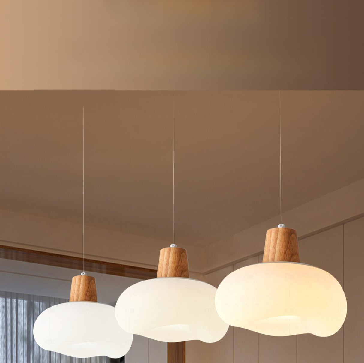 Modern White Resin Triple Pendant Light Third Gear Image - 6