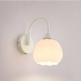 Modern White Ribbed Glass Pull Chain Wall Sconce Image - 7