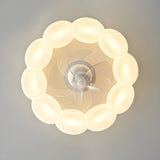 Modern White Ring Cloud Flush Ceiling Fan with Light Image - 11