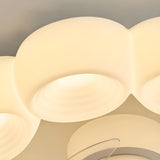 Modern White Ring Cloud Flush Ceiling Fan with Light Image - 13