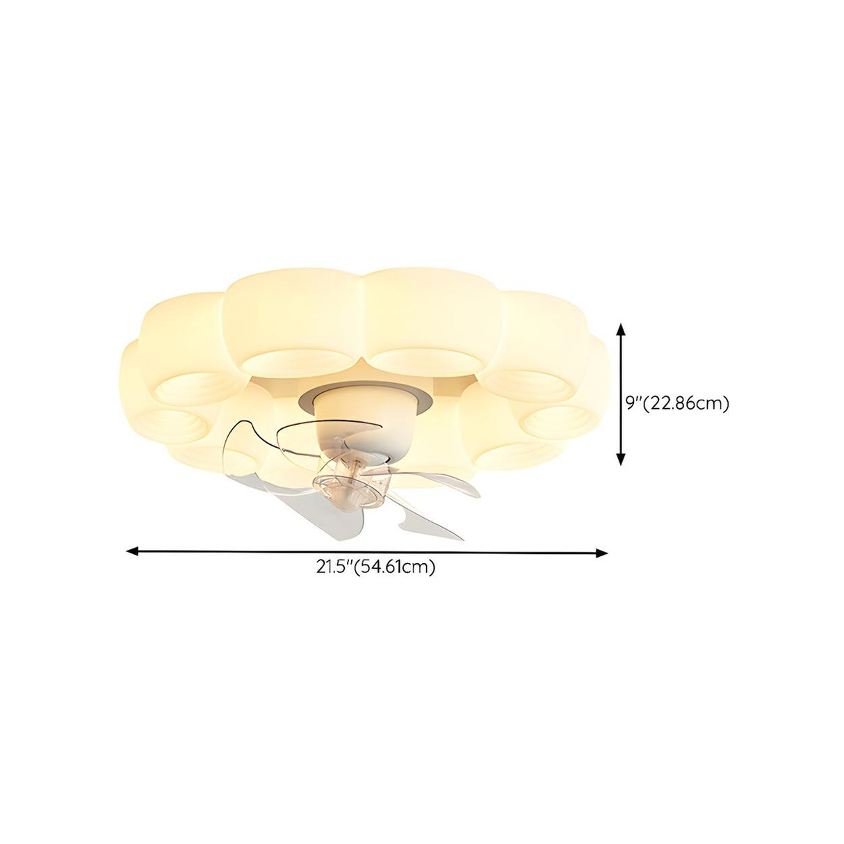 Modern White Ring Cloud Flush Ceiling Fan with Light 