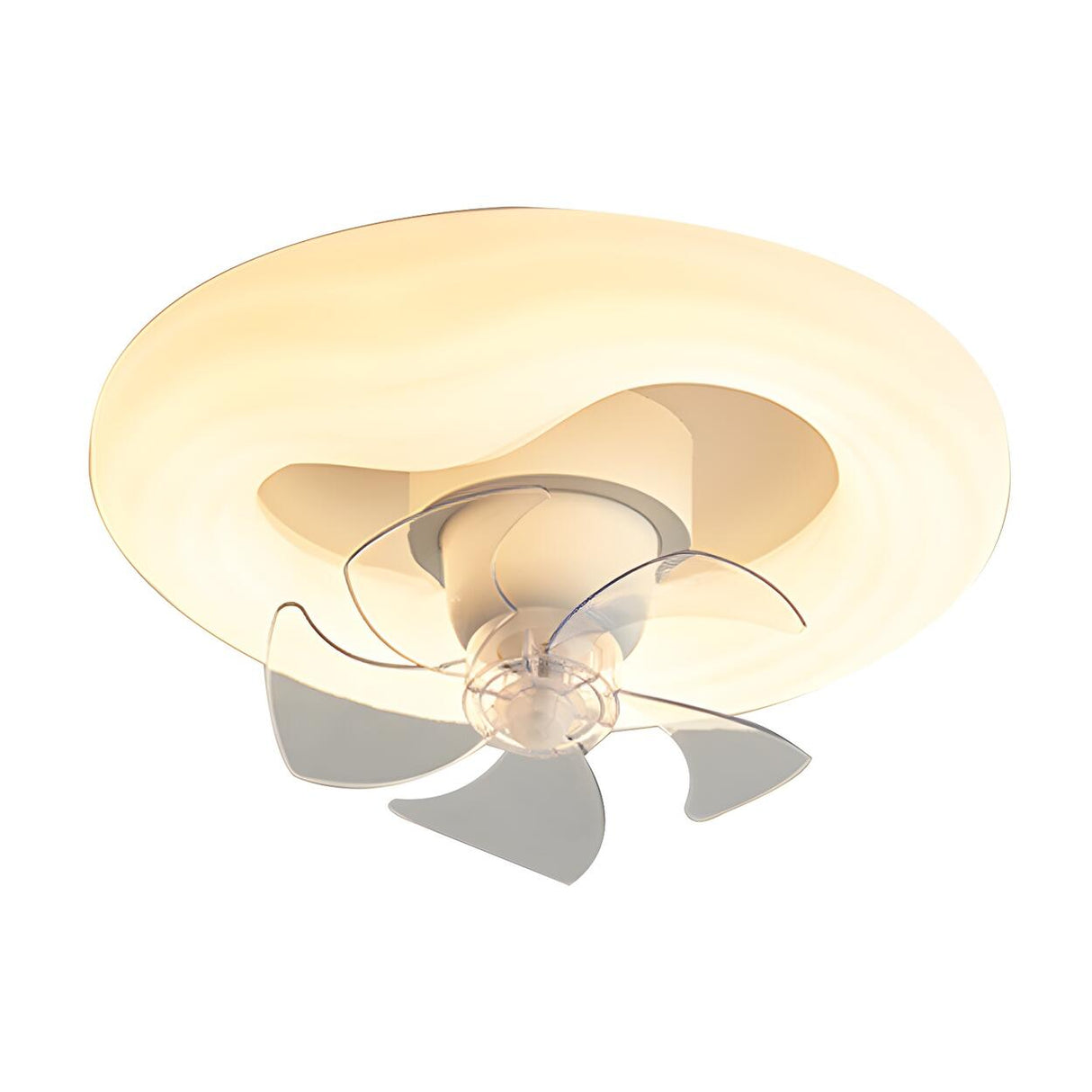 Modern White Ring Cloud Flush Ceiling Fan with Light Image - 5