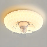 Modern White Ring Cloud Flush Ceiling Fan with Light Image - 7