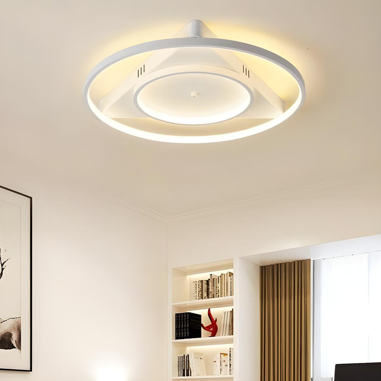 Modern White Ring Triangle LED Flush Mount Ceiling Lamp Image - 1