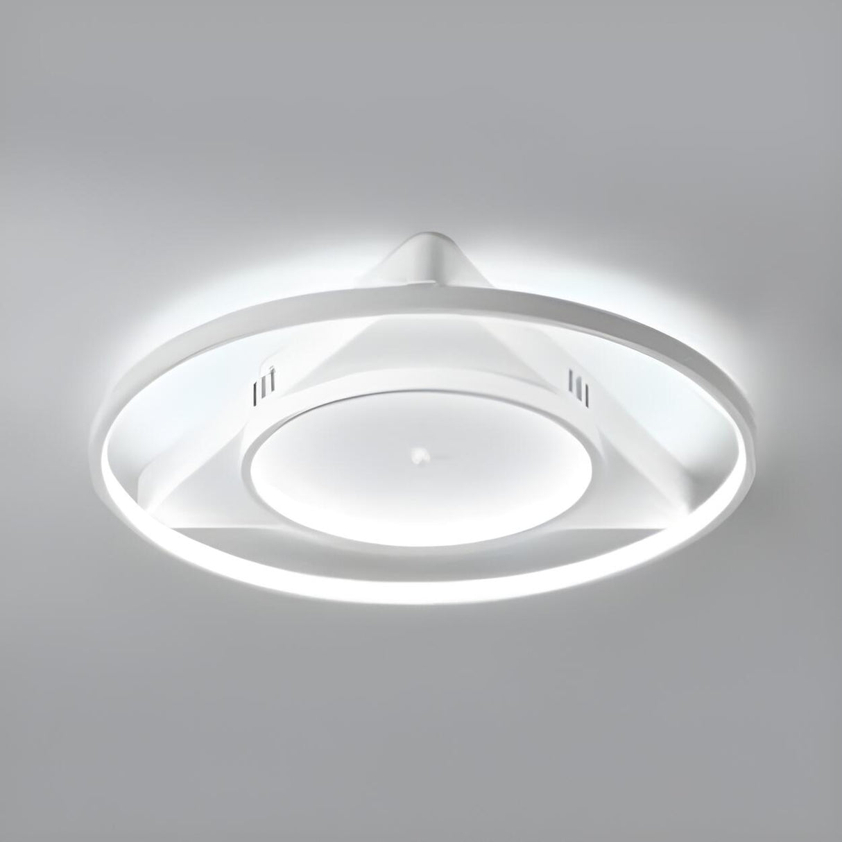 Modern White Ring Triangle LED Flush Mount Ceiling Lamp Image - 2