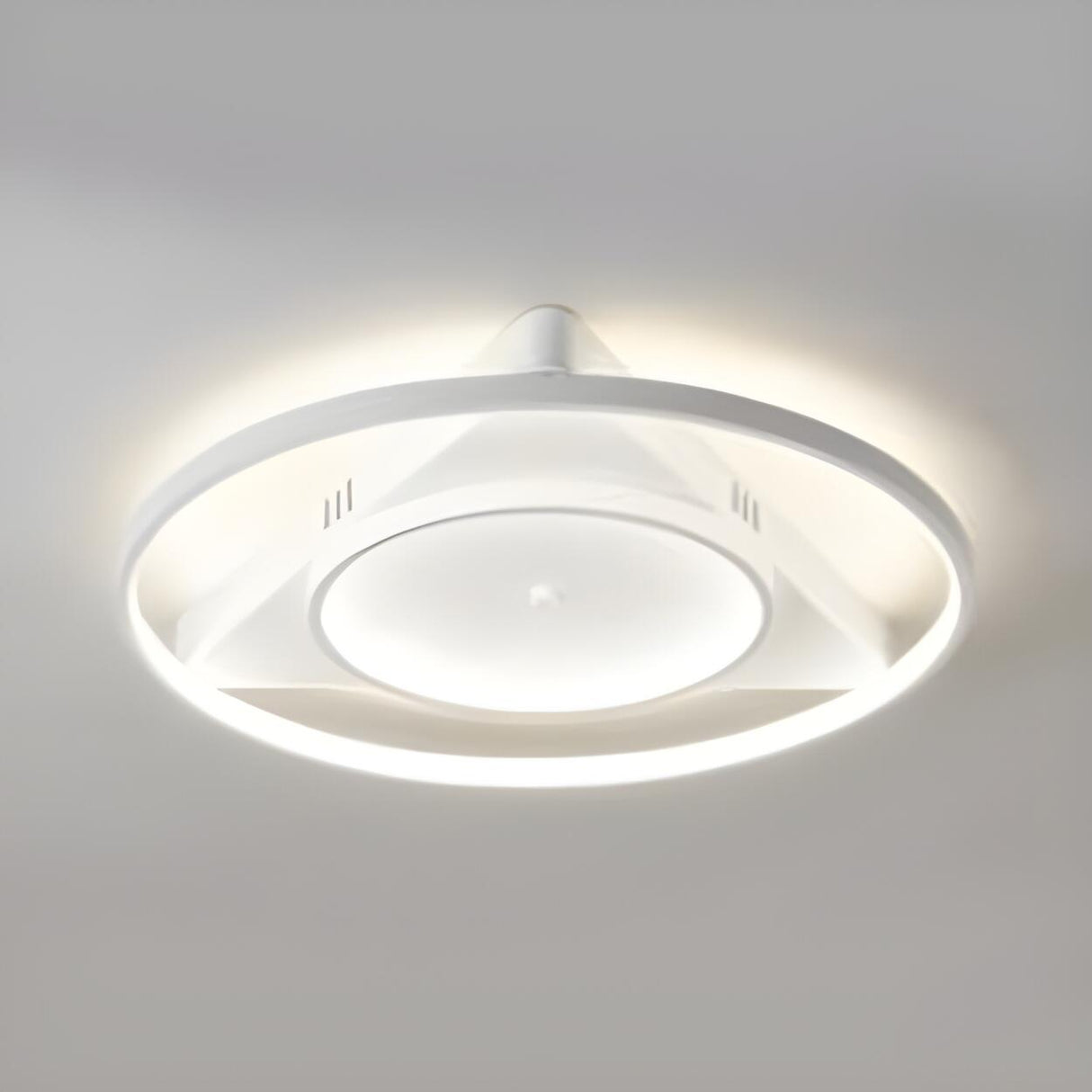 Modern White Ring Triangle LED Flush Mount Ceiling Lamp Image - 3